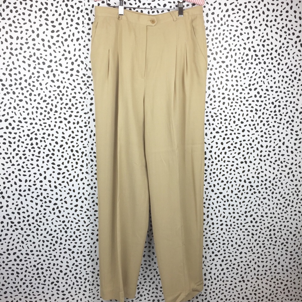 Ralph Lauren Tan Worsted Wool and Rayon Pants 14